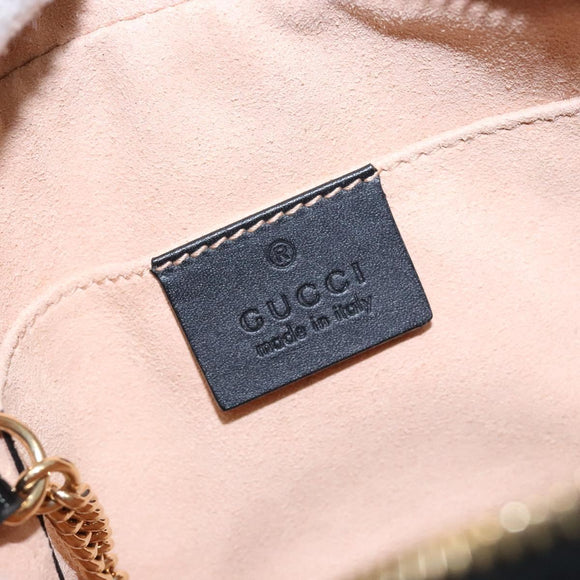 GUCCI Sherry Line Shoulder Bag Suede Navy Gold 517350 Auth sw1285