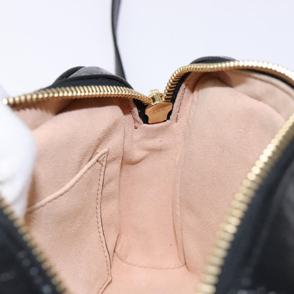 GUCCI Sherry Line Shoulder Bag Suede Navy Gold 517350 Auth sw1285