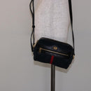 GUCCI Sherry Line Shoulder Bag Suede Navy Gold 517350 Auth sw1285-23