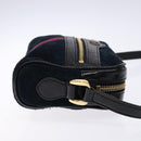 GUCCI Sherry Line Shoulder Bag Suede Navy Gold 517350 Auth sw1285-3