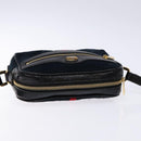 GUCCI Sherry Line Shoulder Bag Suede Navy Gold 517350 Auth sw1285-6