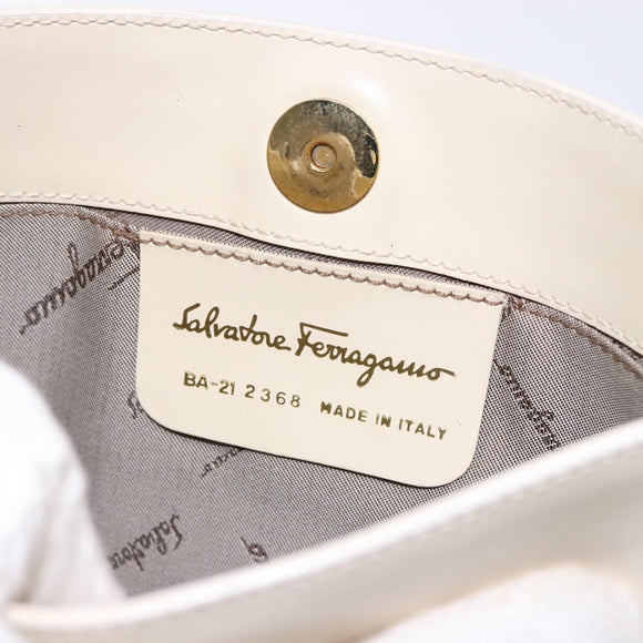 Salvatore Ferragamo Hand Bag Patent leather Beige Gold Auth sw1286