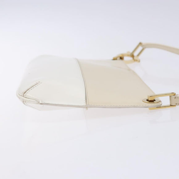 Salvatore Ferragamo Hand Bag Patent leather Beige Gold Auth sw1286