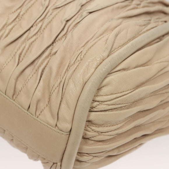 BALLY Shoulder Bag Leather Beige Gold Auth sw1288