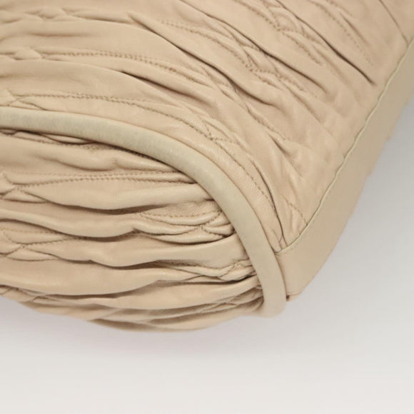 BALLY Shoulder Bag Leather Beige Gold Auth sw1288