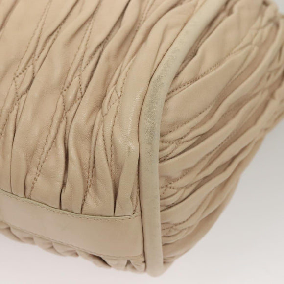 BALLY Shoulder Bag Leather Beige Gold Auth sw1288