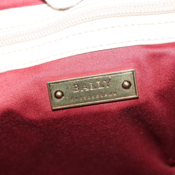 BALLY Shoulder Bag Leather Beige Gold Auth sw1288
