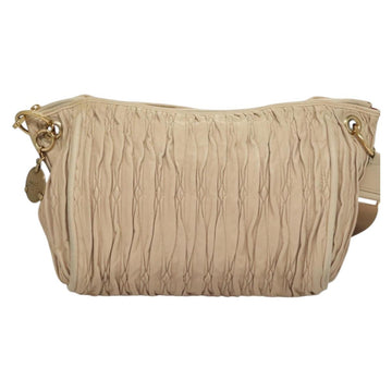 BALLY Shoulder Bag Leather Beige Gold Auth sw1288 - 0