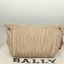 BALLY Shoulder Bag Leather Beige Gold Auth sw1288-24