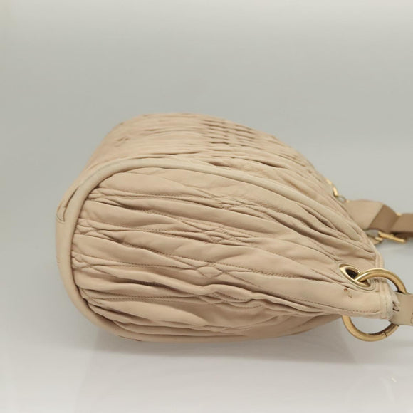 BALLY Shoulder Bag Leather Beige Gold Auth sw1288