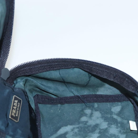 PRADA Hand Pouch Nylon Navy Silver Auth sw1292