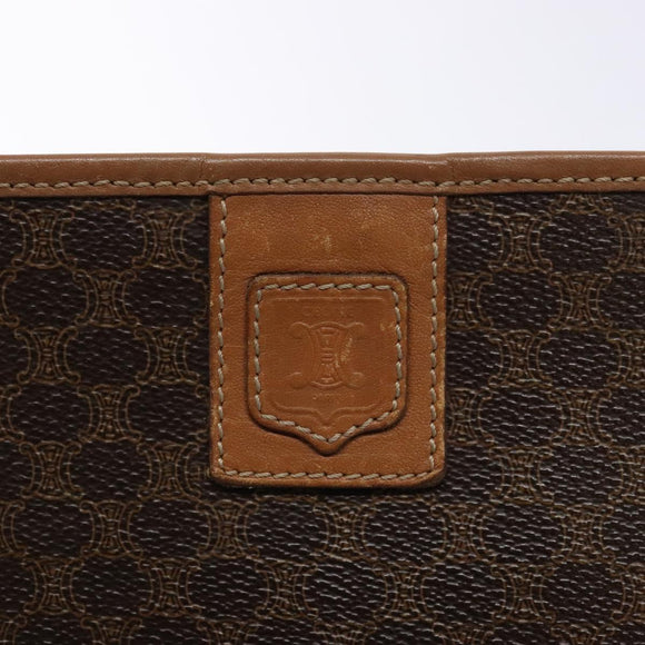 CELINE Macadam Canvas Clutch Bag PVC Leather Brown Auth sw1294