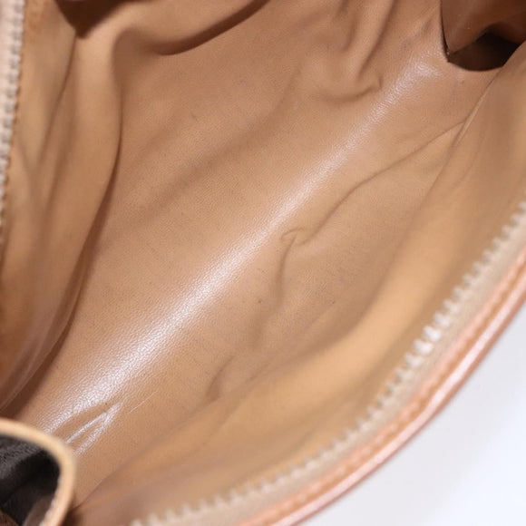 CELINE Macadam Canvas Clutch Bag PVC Leather Brown Auth sw1294