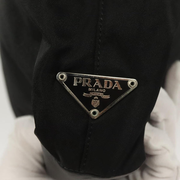 PRADA Handtas Nylon Zwart Zilver Auth sw1295