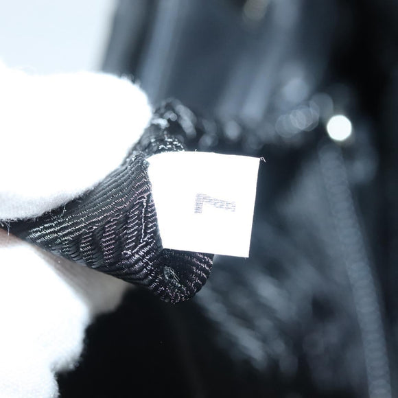 PRADA Handtas Nylon Zwart Zilver Auth sw1295