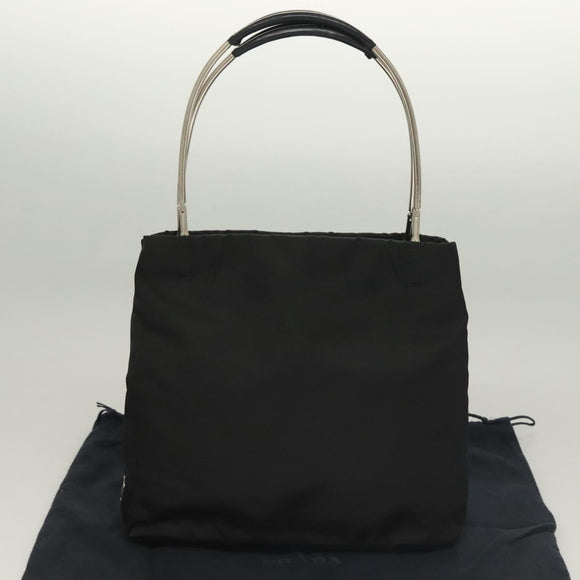 PRADA Handtas Nylon Zwart Zilver Auth sw1295