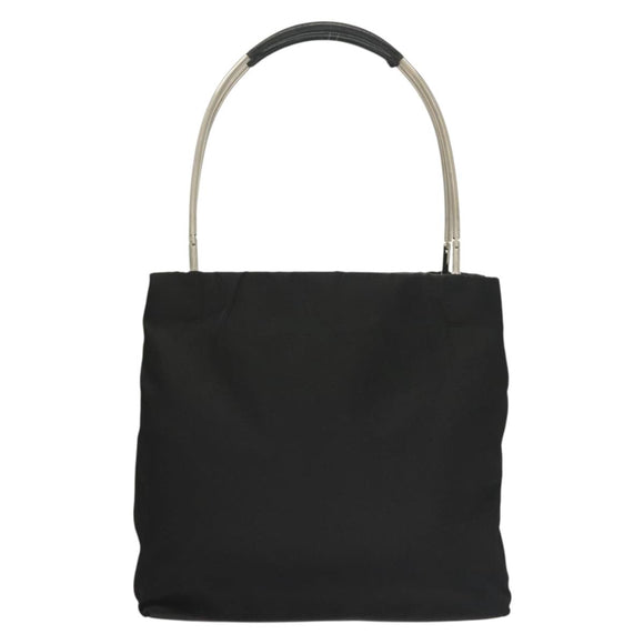 PRADA Handtas Nylon Zwart Zilver Auth sw1295