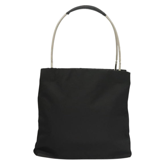 PRADA Handtas Nylon Zwart Zilver Auth sw1295