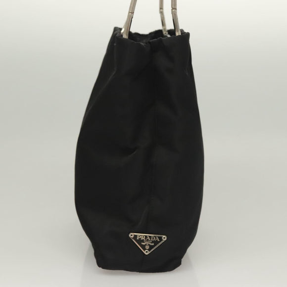 PRADA Handtas Nylon Zwart Zilver Auth sw1295