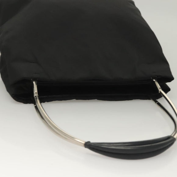 PRADA Handtas Nylon Zwart Zilver Auth sw1295