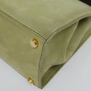 Salvatore Ferragamo Vala Hand Bag Suede 2way Beige Gold Auth sw1296-13