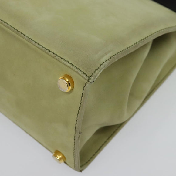 Salvatore Ferragamo Vala Hand Bag Suede 2way Beige Gold Auth sw1296