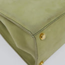 Salvatore Ferragamo Vala Hand Bag Suede 2way Beige Gold Auth sw1296-14