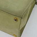 Salvatore Ferragamo Vala Hand Bag Suede 2way Beige Gold Auth sw1296-15