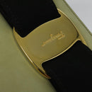 Salvatore Ferragamo Vala Hand Bag Suede 2way Beige Gold Auth sw1296-16