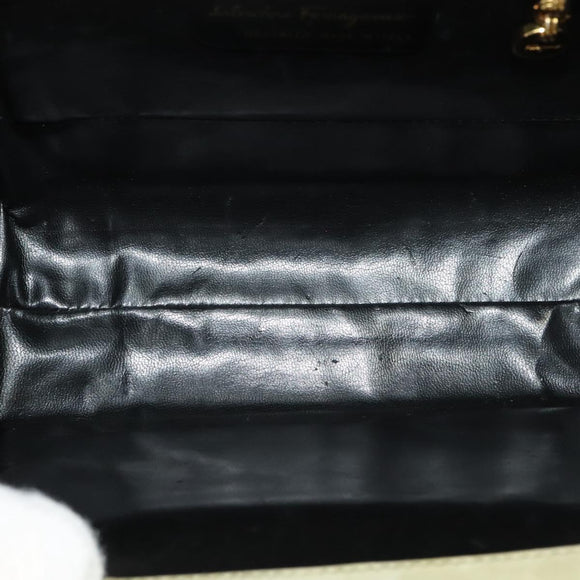 Salvatore Ferragamo Vala Hand Bag Suede 2way Beige Gold Auth sw1296