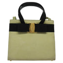 Salvatore Ferragamo Vala Hand Bag Suede 2way Beige Gold Auth sw1296-2