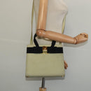 Salvatore Ferragamo Vala Hand Bag Suede 2way Beige Gold Auth sw1296-22