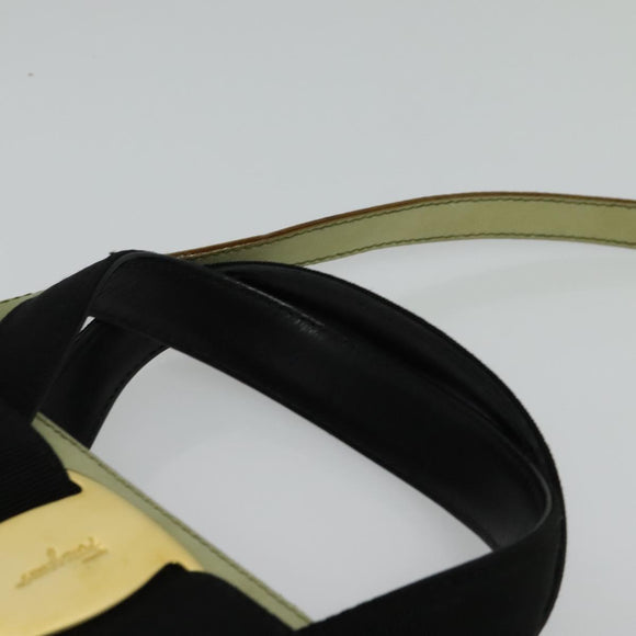 Salvatore Ferragamo Vala Hand Bag Suede 2way Beige Gold Auth sw1296