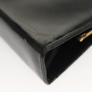 Salvatore Ferragamo Chain Shoulder Bag Enamel Black Gold Auth sw1298-13