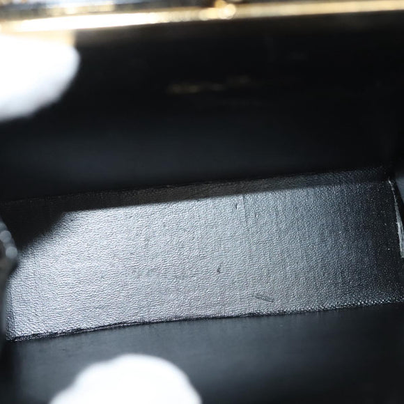 Salvatore Ferragamo Chain Shoulder Bag Enamel Black Gold Auth sw1298