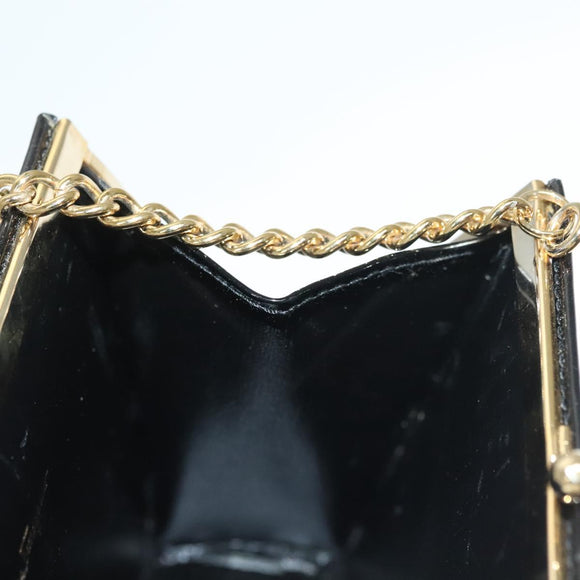 Salvatore Ferragamo Chain Shoulder Bag Enamel Black Gold Auth sw1298