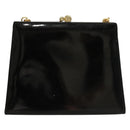 Salvatore Ferragamo Chain Shoulder Bag Enamel Black Gold Auth sw1298-3