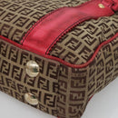 FENDI Zucchino Canvas Tote Bag Beige Gold Auth sw1303-9