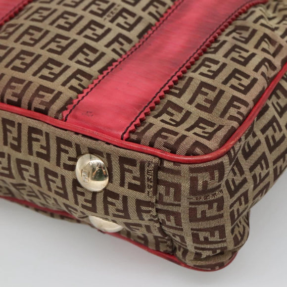 FENDI Zucchino Canvas Tote Bag Beige Gold Auth sw1303