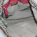 FENDI Zucchino Canvas Tote Bag Beige Gold Auth sw1303-11