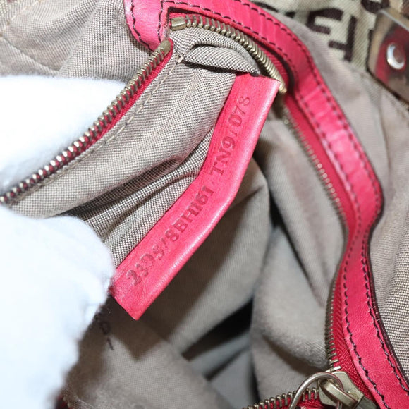 FENDI Zucchino Canvas Tote Bag Beige Gold Auth sw1303