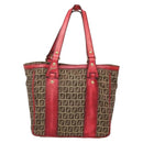 FENDI Zucchino Canvas Tote Bag Beige Gold Auth sw1303-13