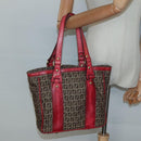 FENDI Zucchino Canvas Tote Bag Beige Gold Auth sw1303-20