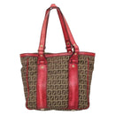 FENDI Zucchino Canvas Tote Bag Beige Gold Auth sw1303-2