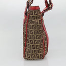 FENDI Zucchino Canvas Tote Bag Beige Gold Auth sw1303-4