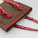 FENDI Zucchino Canvas Tote Bag Beige Gold Auth sw1303-6