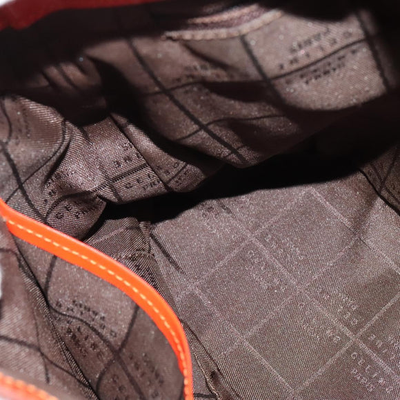 CELINE Shoulder Bag Canvas Orange Silver Auth sw1304