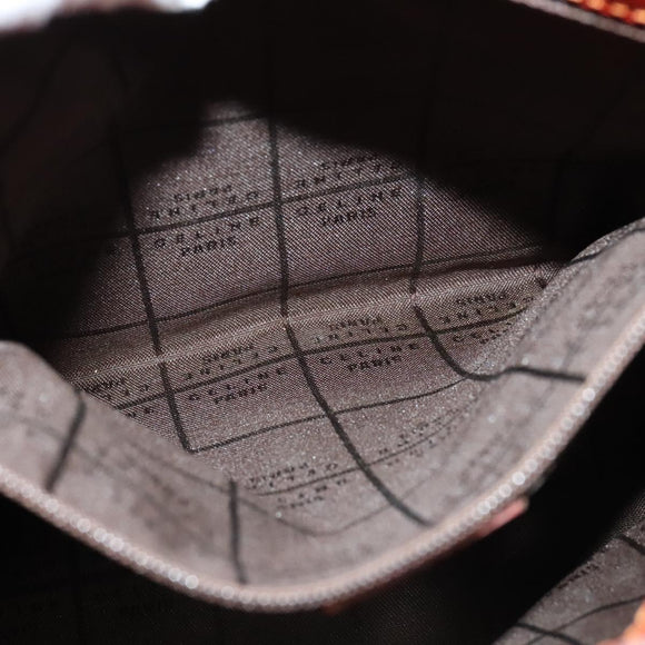 CELINE Shoulder Bag Canvas Orange Silver Auth sw1304