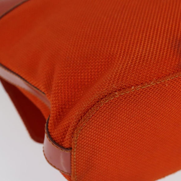 CELINE Shoulder Bag Canvas Orange Silver Auth sw1304