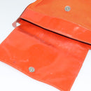 CELINE Shoulder Bag Canvas Orange Silver Auth sw1304-7